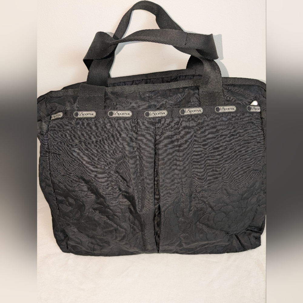 LeSportsac Ryan Diaper Bag Black Puffy Blossoms